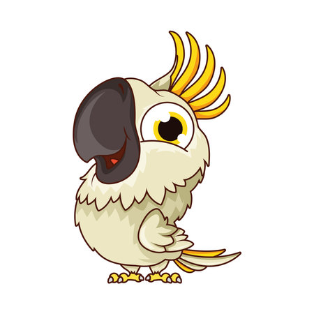 cute pet parrot cartoon character vector illustration designのイラスト素材
