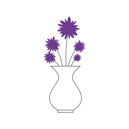 flowes inside vase design, natural floral plant and ornament theme Vector illustrationのイラスト素材