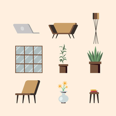 home icon collection design, room and decoration theme Vector illustrationのイラスト素材