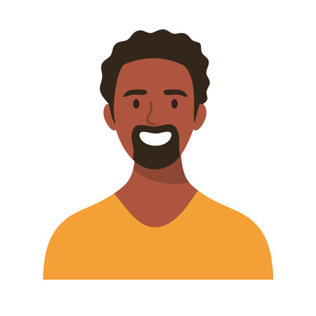 afro happy young man avatar character vector illustration designのイラスト素材