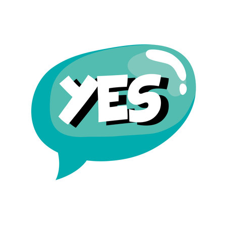 speech bubble with yes word sticker retro style icon vector illustration designのイラスト素材
