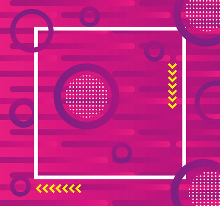 color fucshia memphis abstract background with square frame vector illustration designのイラスト素材