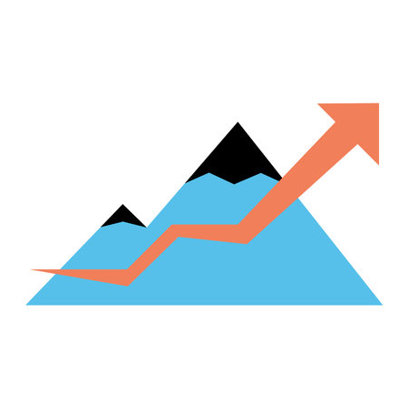 infographic increase arrow in front of pyramid mountains design, data analysis and information theme Vector illustrationのイラスト素材