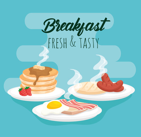 Breakfast icon group design, food fresh tasty and meal theme Vector illustrationのイラスト素材
