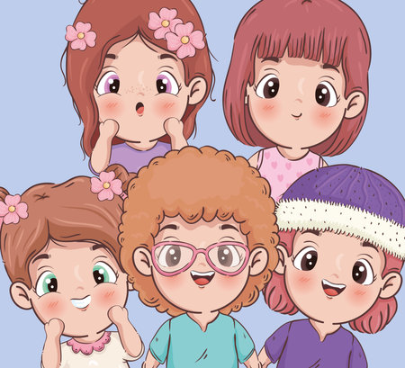 Girls cartoons icons design, Kid childhood little and people theme Vector illustrationのイラスト素材