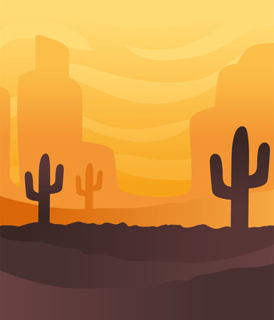 dry desert abstract landscape scene vector illustration designのイラスト素材