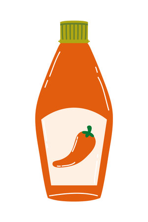 Hot chili pepper sauce design of spicy vegetable and food theme Vector illustrationのイラスト素材