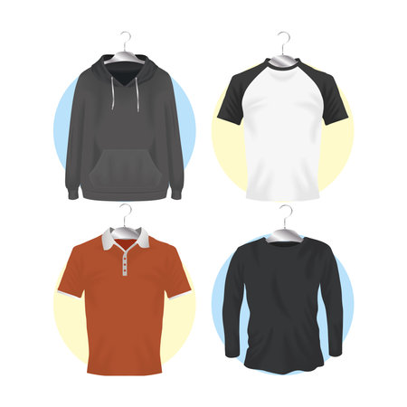 Mockup clothing set design of cloth corporate identity wear and shopping theme Vector illustrationのイラスト素材