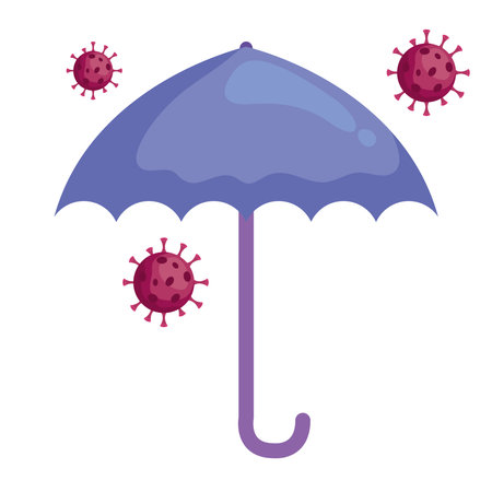 covid19 virus particles with umbrella vector illustration designのイラスト素材
