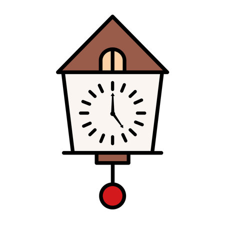 time clock watch in house with pendulum line and fill style icon vector illustration designのイラスト素材
