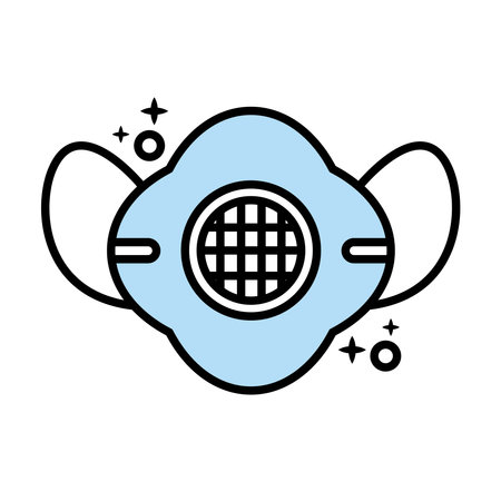 medical mask with filter line and colors style icon vector illustration designのイラスト素材