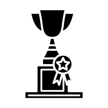 trophy cup with medal silhouettes style icon vector illustration designのイラスト素材