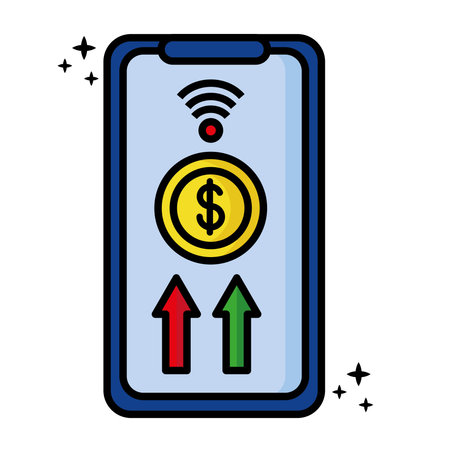 smartphone with coin and arrows financial icons vector illustration designのイラスト素材
