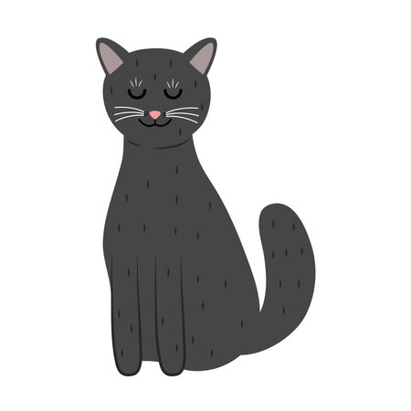 cute little cat gray color pet mascot character vector illustration designのイラスト素材