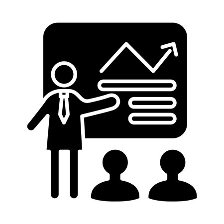business person coaching with statistics arrow in paperboard silhouettes style icon vector illustration designのイラスト素材