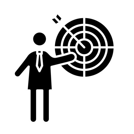 business person coaching with target and arrow silhouettes style icon vector illustration designのイラスト素材