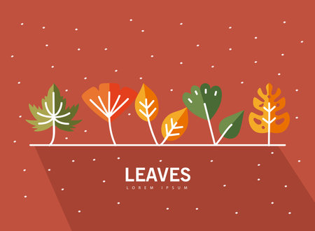 leaves line and fill style icons on pointed background design of Plant natural floral and theme Vector illustrationのイラスト素材