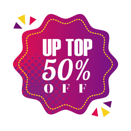 up to fifty off in seal stamp design, sale offer shopping and discount theme Vector illustrationのイラスト素材