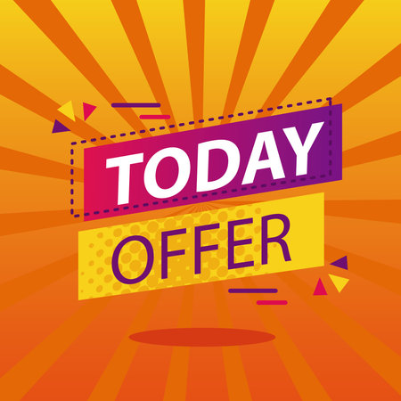 today offer in banner design, sale offer shopping and discount theme Vector illustrationのイラスト素材