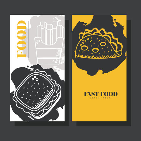 Healthy food hand draw and block style icon set design of eat restaurant and menu theme Vector illustrationのイラスト素材