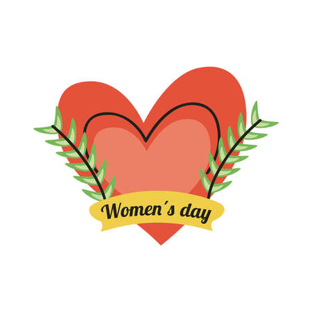 international womens day lettering in ribbon with heart vector illustration designのイラスト素材