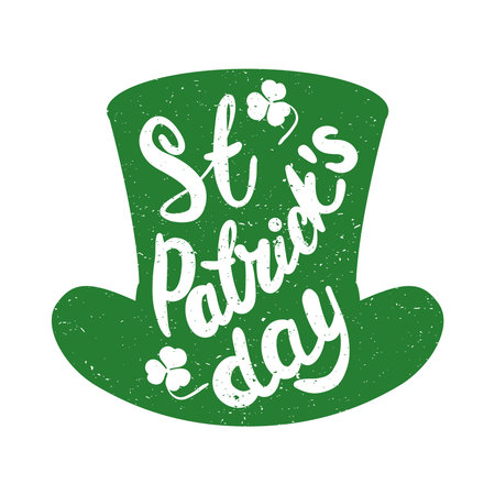 happy saint patricks day lettering in leprechaun hat vector illustration design