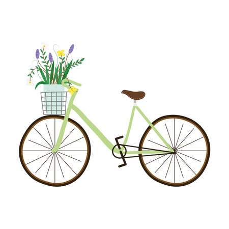 bicycle with beautiful floral decoration in basket vector illustration designのイラスト素材