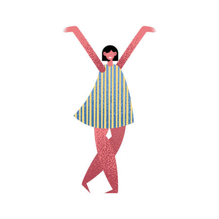 happy young woman celebrating character vector illustration designのイラスト素材