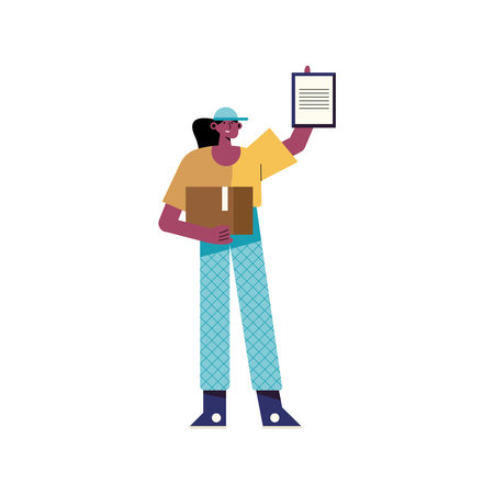 young woman courier avatar character vector illustration designのイラスト素材