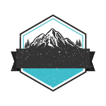 outdoor landscape with mountains in frame vector illustration designのイラスト素材