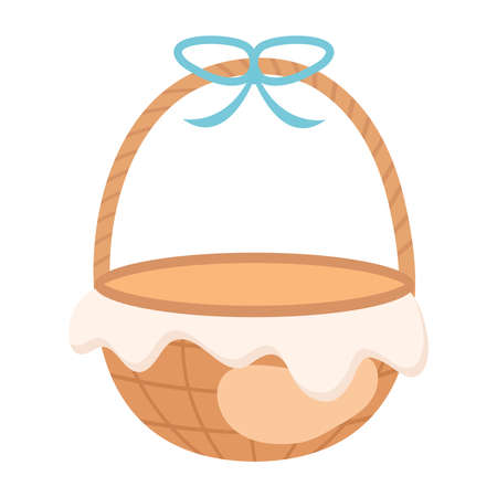 spring picnic basket straw icon vector illustration designのイラスト素材