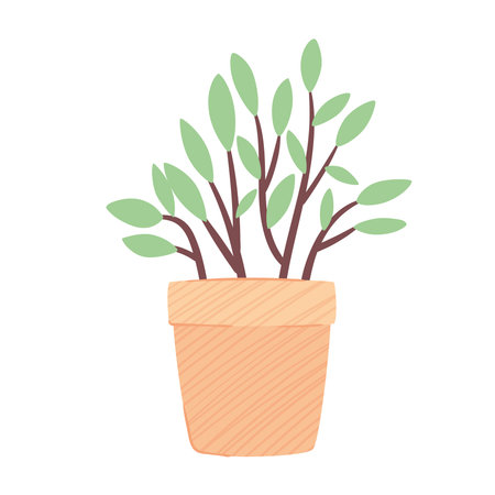 house plant in yellow ceramic pot nature spring season icon vector illustration designのイラスト素材