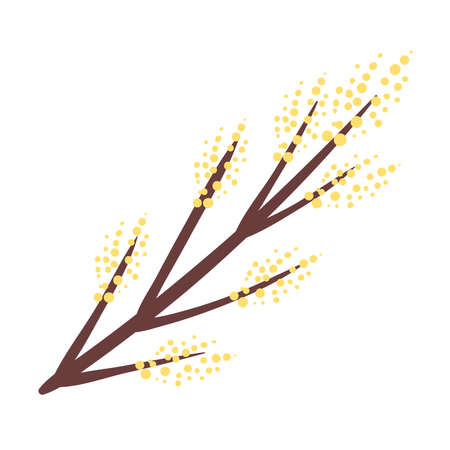 wooden branch with pollen spores spring season icon vector illustration designのイラスト素材