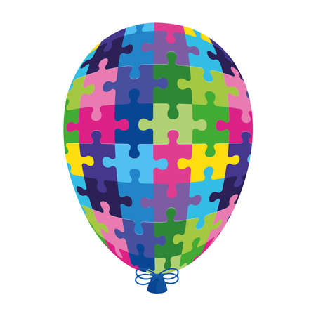 world autism day balloon helium with puzzle pieces vector illustration designのイラスト素材