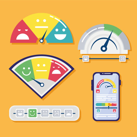 bundle of five customer satisfaction set icons and smartphone vector illustration design