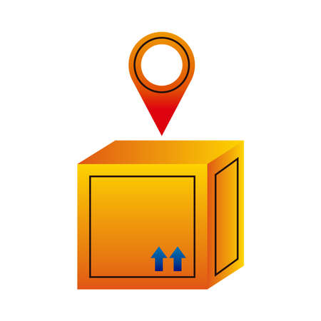 delivery service box carton with pin location vector illustration designのイラスト素材