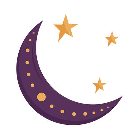crescent moon and stars esoteric isolated icon vector illustration designのイラスト素材