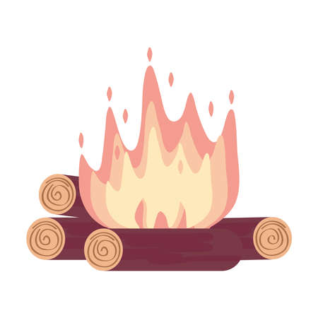 camp fire flame wooden icon vector illustration designのイラスト素材