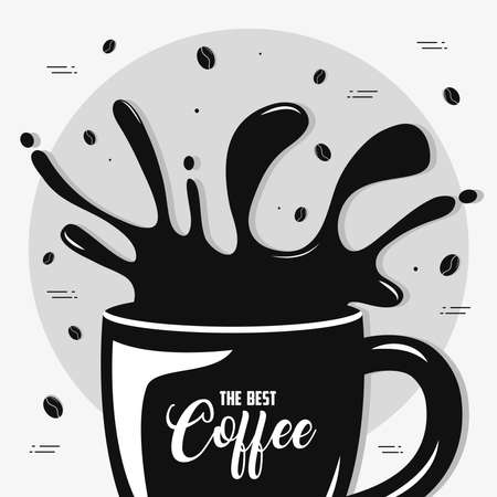 coffee drink lettering in cup and splash vector illustration designのイラスト素材