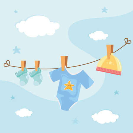 clothes baby hanging drying icon vector illustration designのイラスト素材