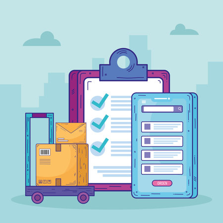 checklist and smartphone delivery service vector illustration designのイラスト素材
