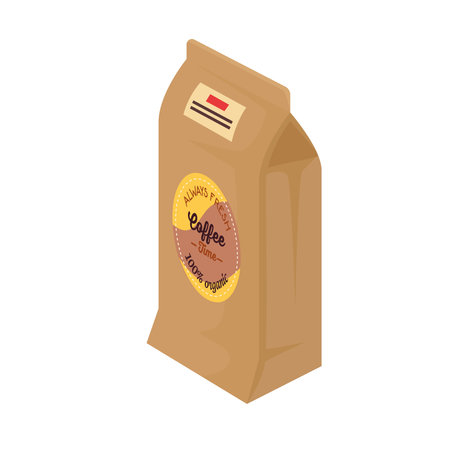 coffee paper bag product icon vector illustration designのイラスト素材
