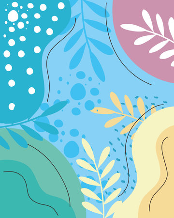 abstrac organic shape and leafs sea background vector illustration design