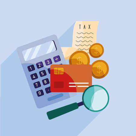 tax receipt with financial set icons vector illustration designのイラスト素材
