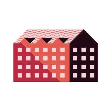 four story building red color minimal city vector illustration designのイラスト素材