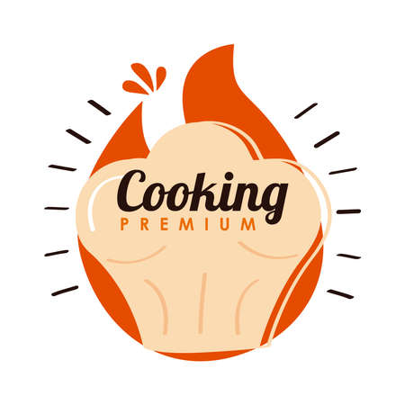 chef hat label isolated iconのイラスト素材