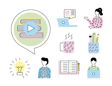 ebooks and education online technologyのイラスト素材