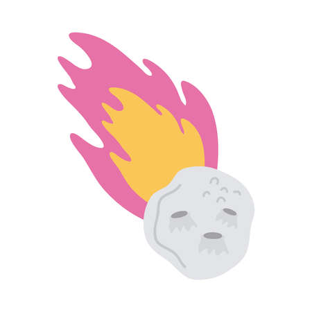 cute space meteorite onfire iconのイラスト素材