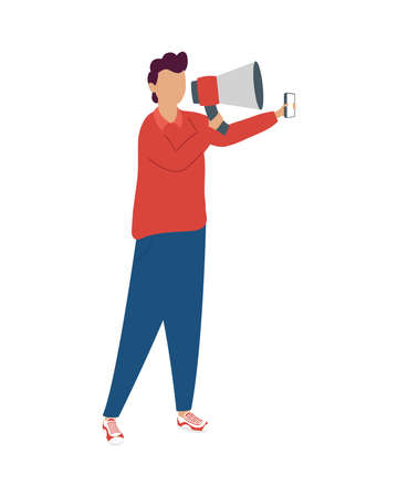 man with megaphone online newsのイラスト素材