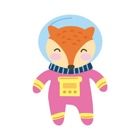 cute fox astronaut animal characterのイラスト素材